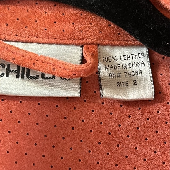 CHICO’S 💯 Leather Suede Shirt Jacket Salmon Pink Sz 2 (L-12) - Picture 7 of 10